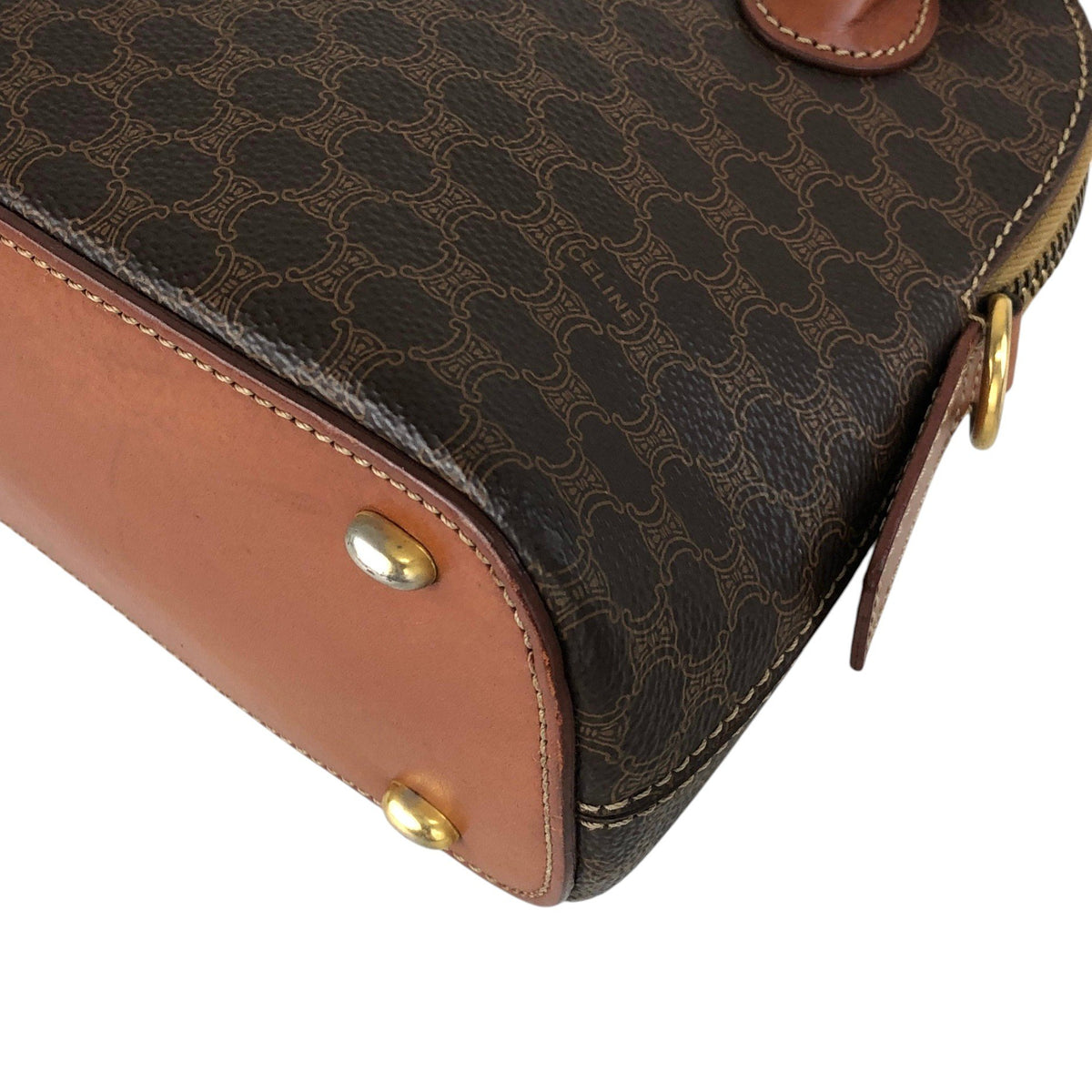 CELINE Macadam Two-way Handbag Shoulder bag Brown Vintage cwamvm