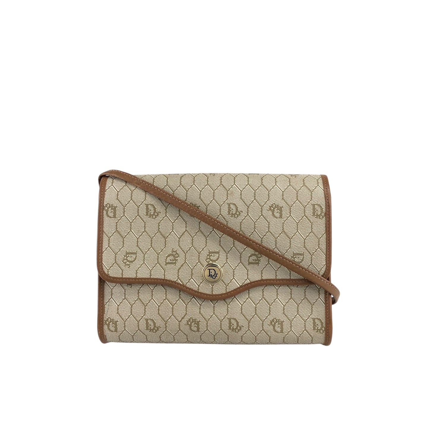 Christian Dior Honeycomb Pattern Shoulder bag Beige Vintage nw6ev5