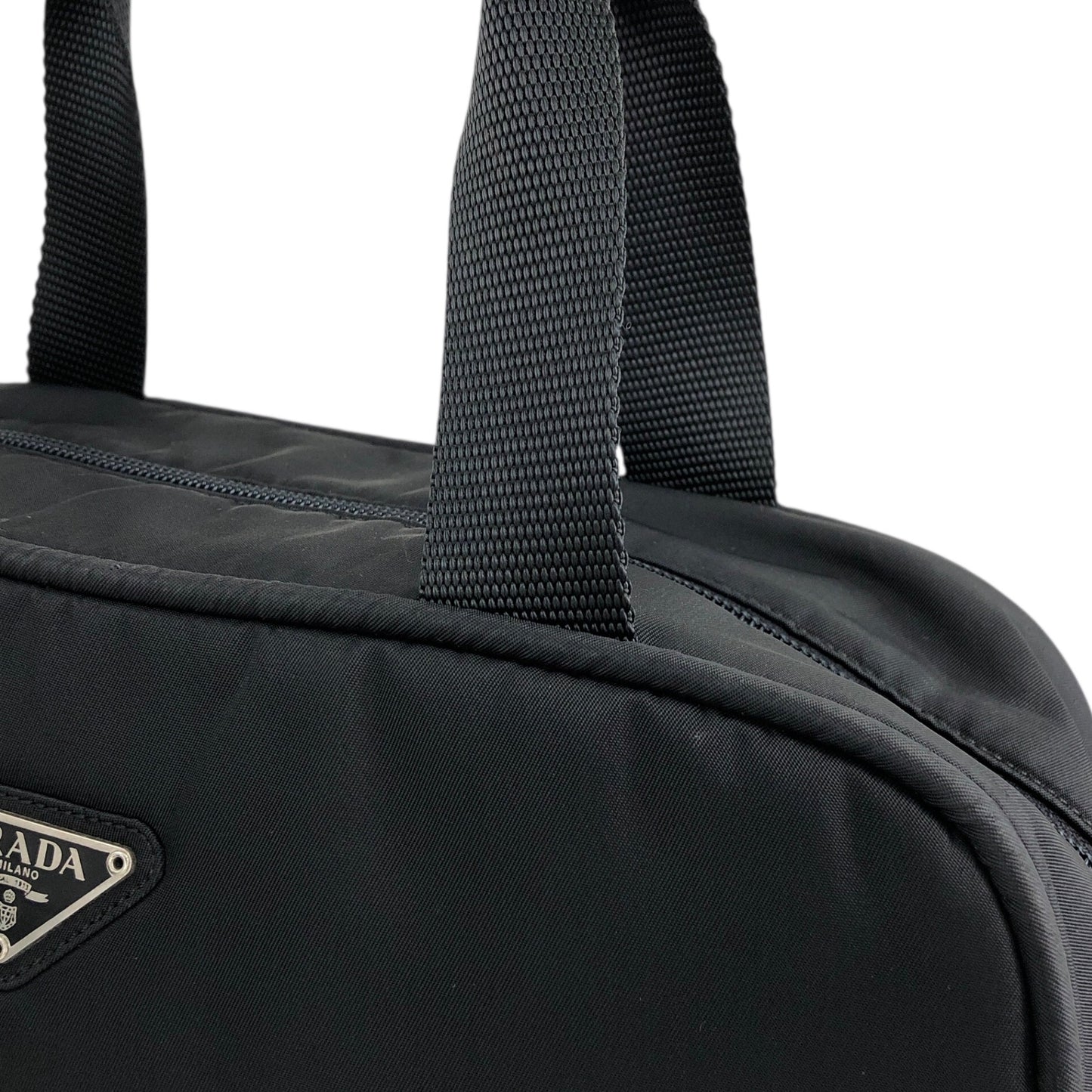 PRADA Tessuto Triangle Logo Padlock Handbag Black Vintage h25vhs