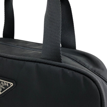 PRADA Tessuto Triangle Logo Padlock Handbag Black Vintage h25vhs