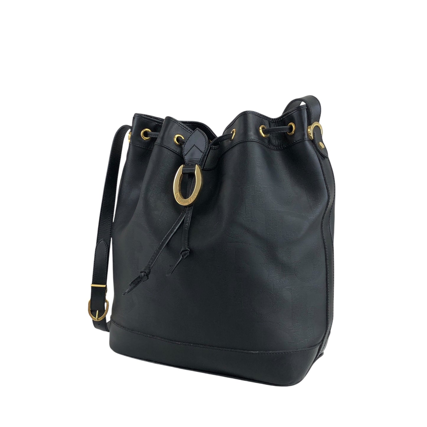 Christian Dior Drawstring Shoulder bag Black Vintage y4rbfw