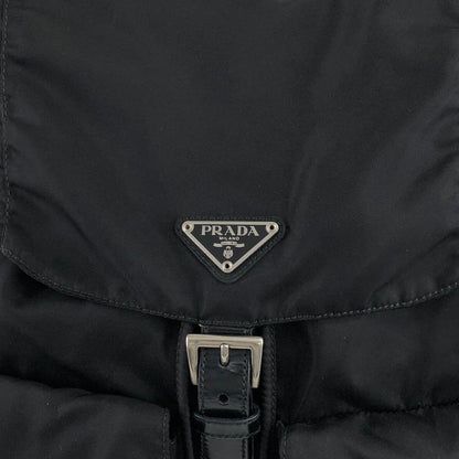 PRADA Triangle Logo Double Pocket Backpack Black Vintage 386zpd