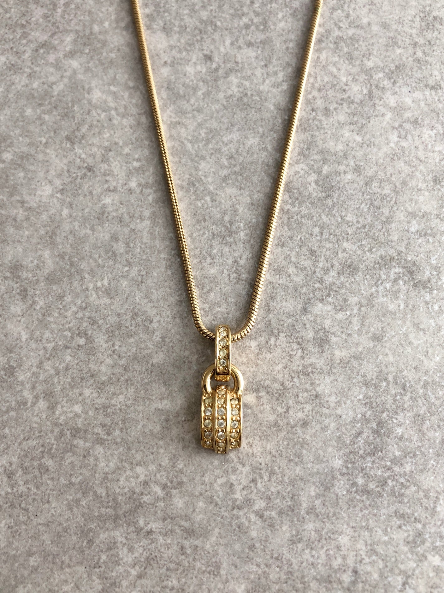 Christian Dior Rhinestone Necklace Gold Vintage i8w5tf