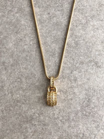 Christian Dior Rhinestone Necklace Gold Vintage i8w5tf