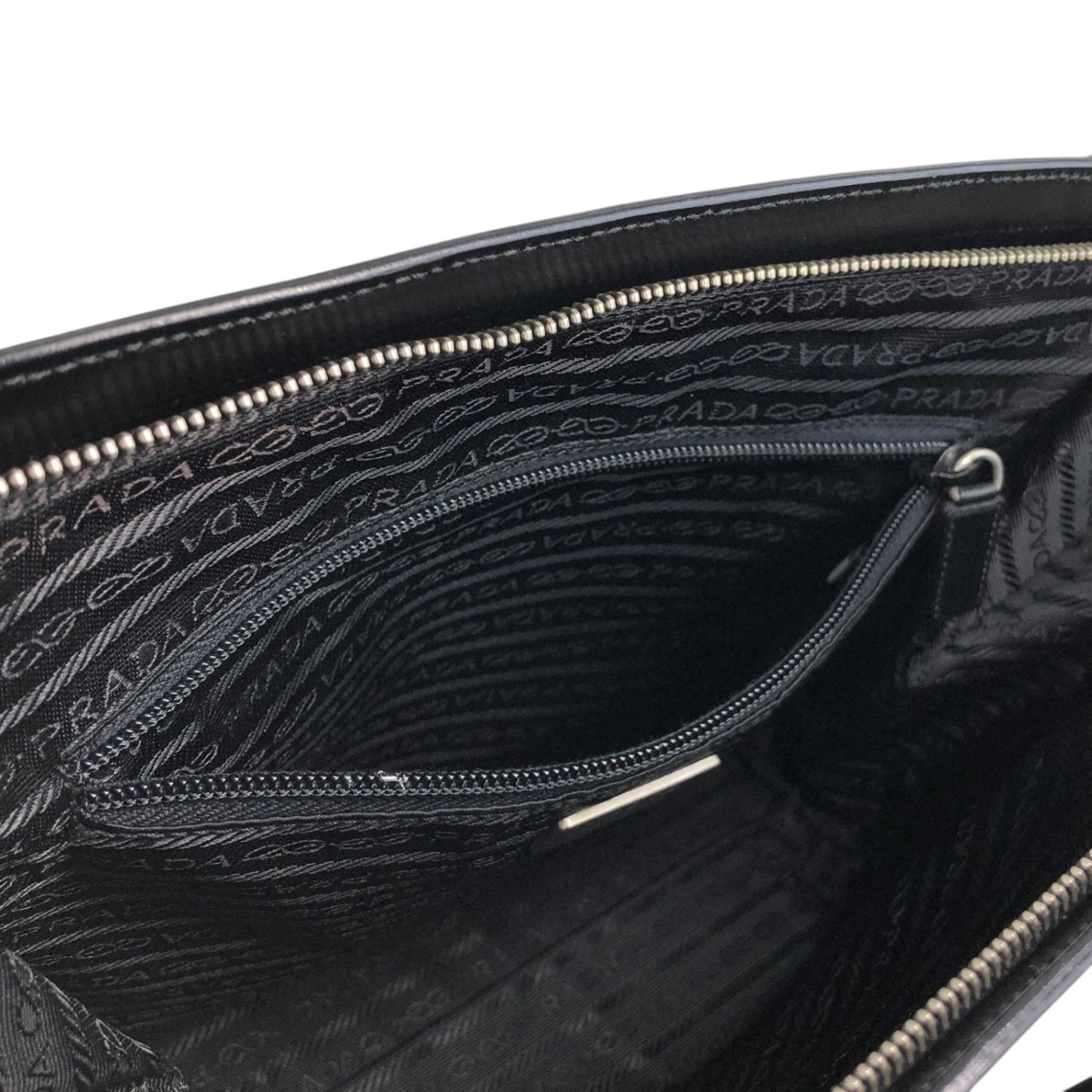 PRADA Logo Embossed Shoulder bag Black T4Q8CGH Vintage duepcf