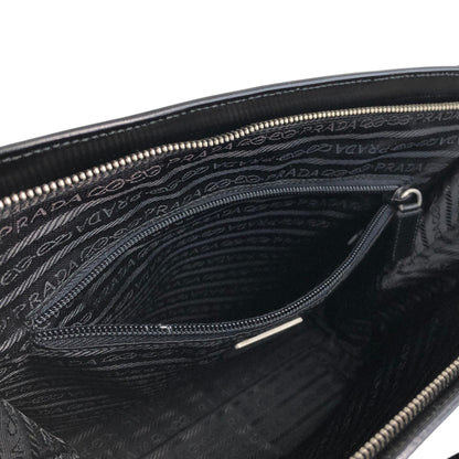 PRADA Logo Embossed Shoulder bag Black T4Q8CGH Vintage duepcf