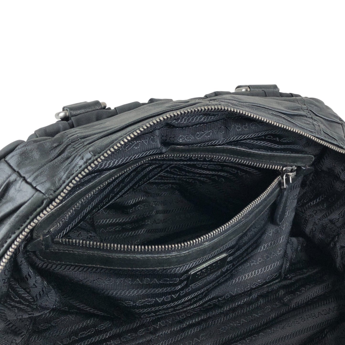 PRADA Triangle Logo Handbag Black Vintage g8wpjj