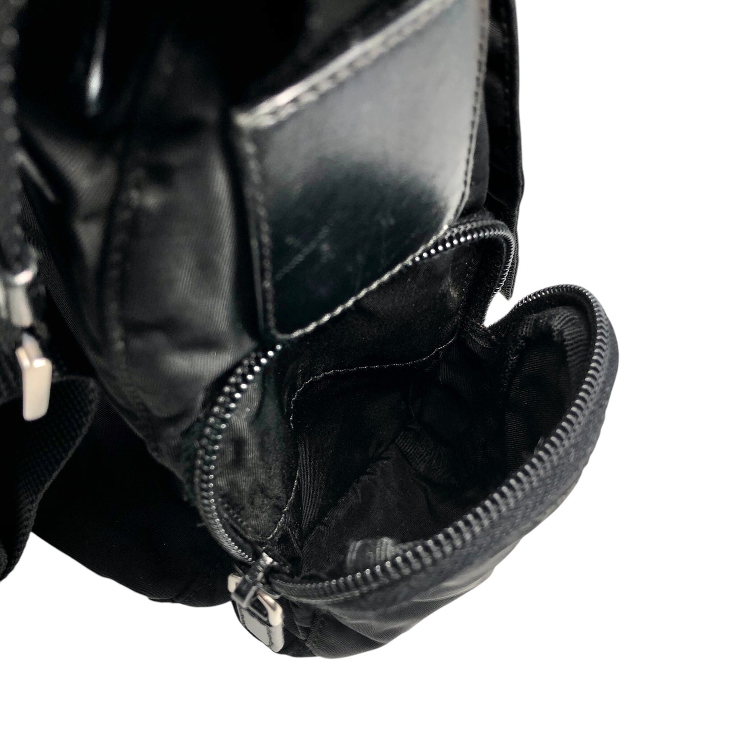 PRADA Triangle Logo Shoulder bag Black Vintage irzipj