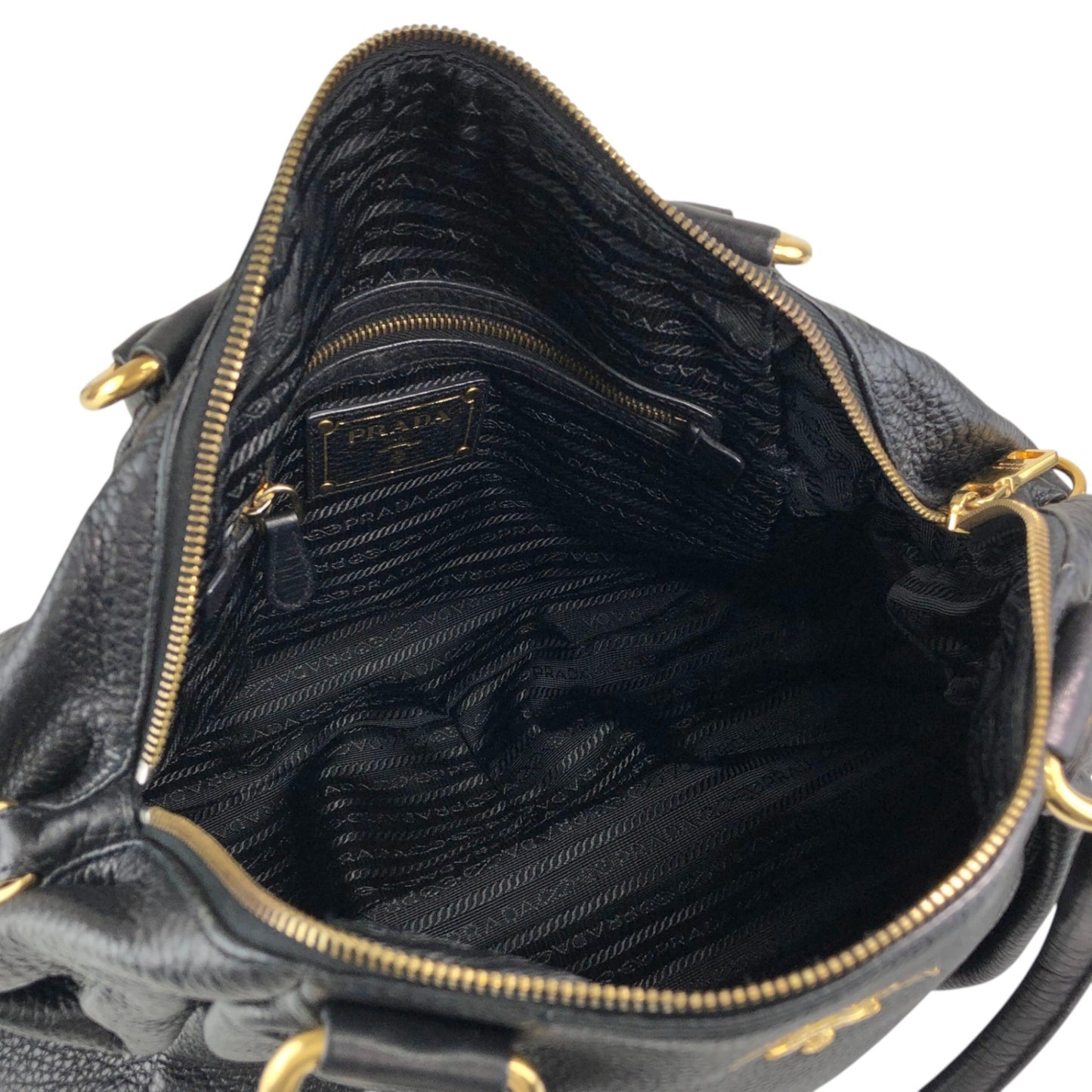 PRADA Logo Handbag Totebag Black Vintage 7zspmn
