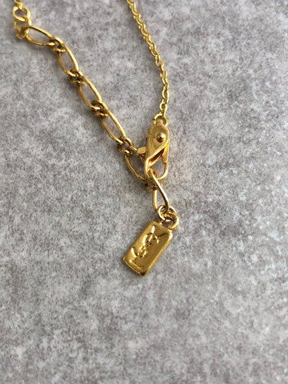 Yves Saint Laurent YSL Logo Cassandra Necklace Gold Vintage wrix66