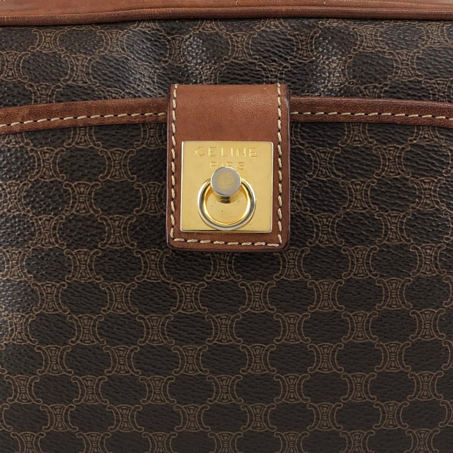 CELINE Macadam Gancini Shoulder bag Brown Vintage jcyy3u