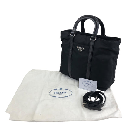 PRADA Tessuto Triangle Logo Two-way Handbag Shoulder bag Black Vintage xd7tr6