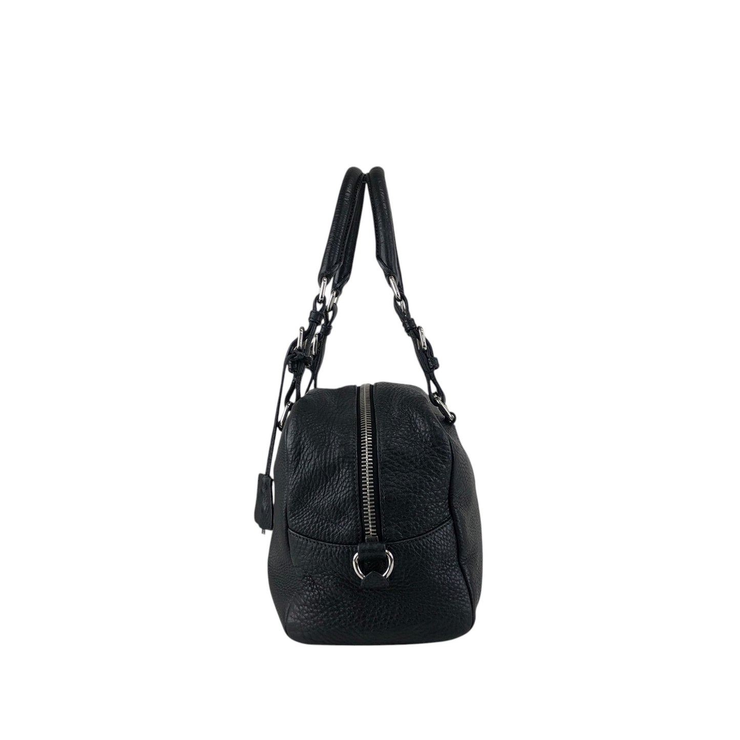 PRADA Logo Embossed Small Boston bag Handbag Black Vintage 2nb76v
