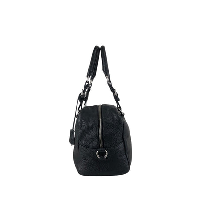 PRADA Logo Embossed Small Boston bag Handbag Black Vintage 2nb76v