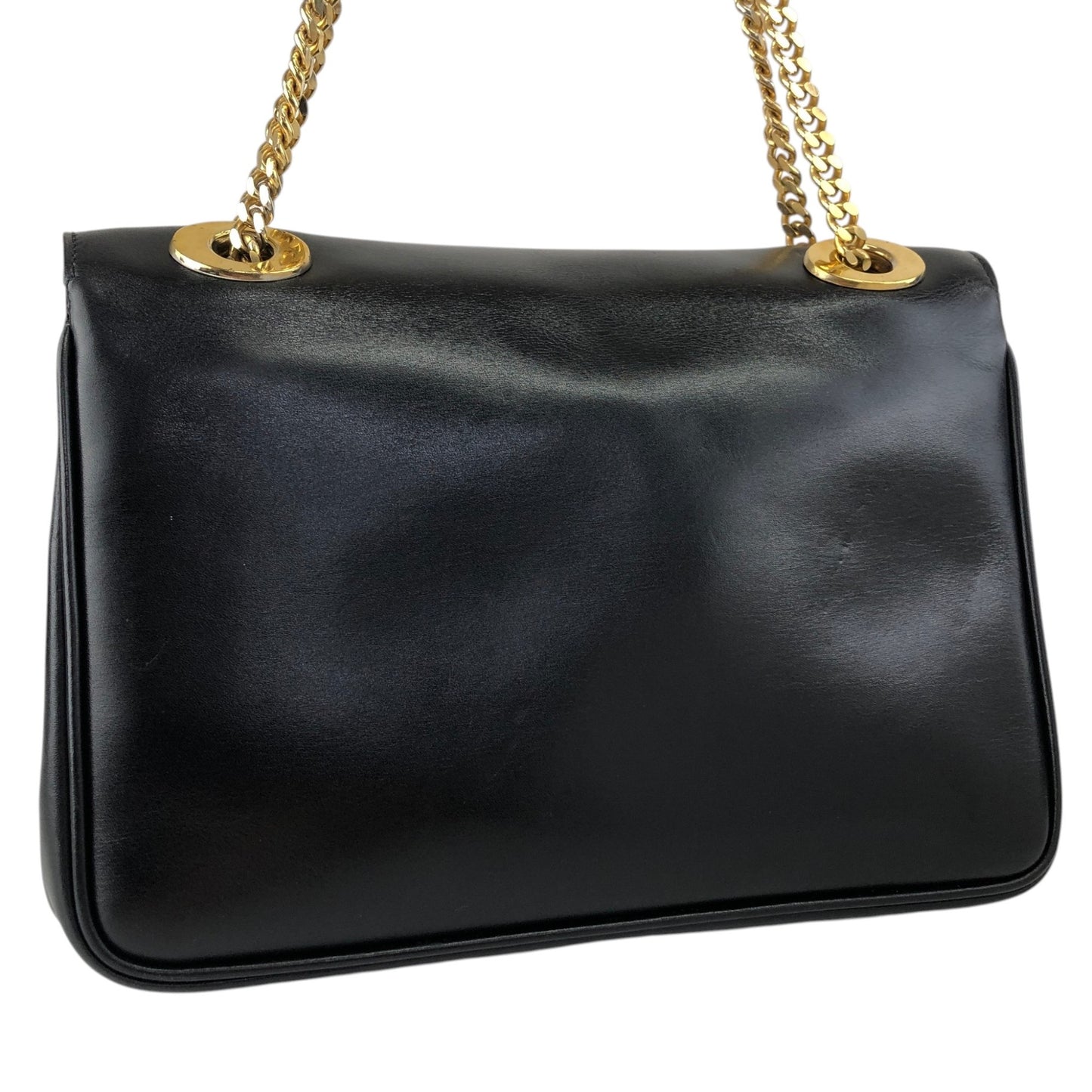 CELINE Blason Chain Shoulder bag Black Vintage gpayic