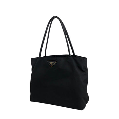 PRADA Tessuto Triangle Logo Handbag Black Vintage yiktvs