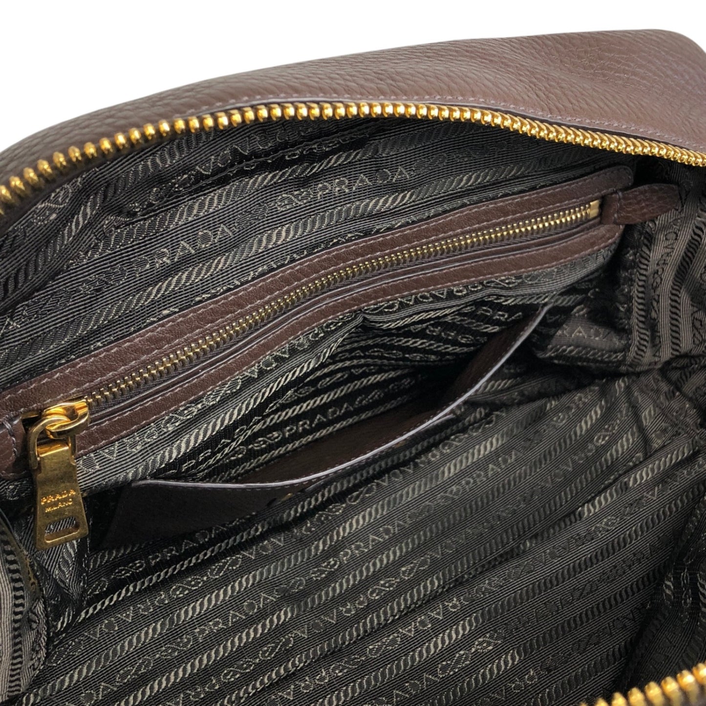 PRADA Logo Handbag Shoulder bag Brown Vintage wddeyg