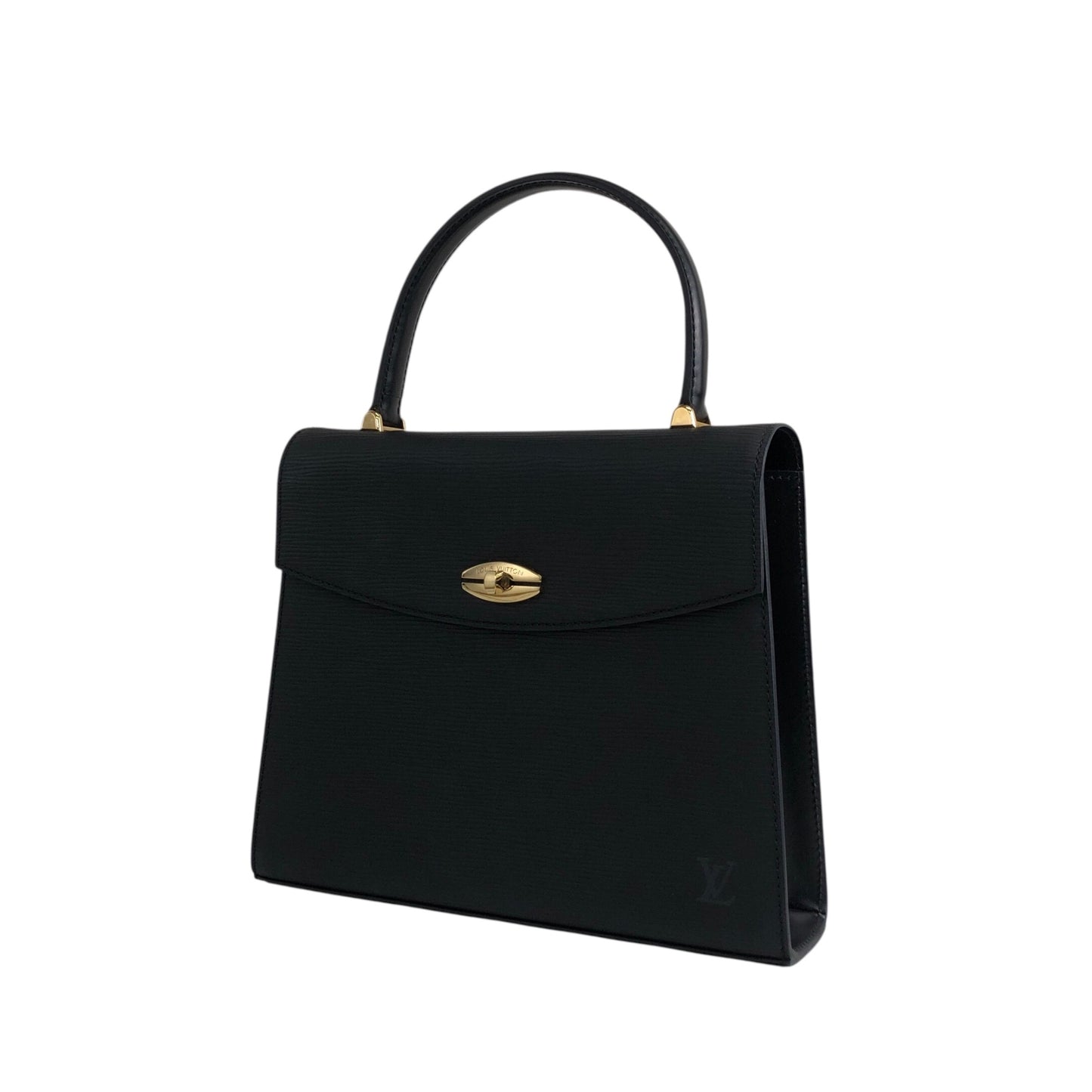 LOUIS VUITTON Epi Turn Lock Handbag Black Vintage u8cniv