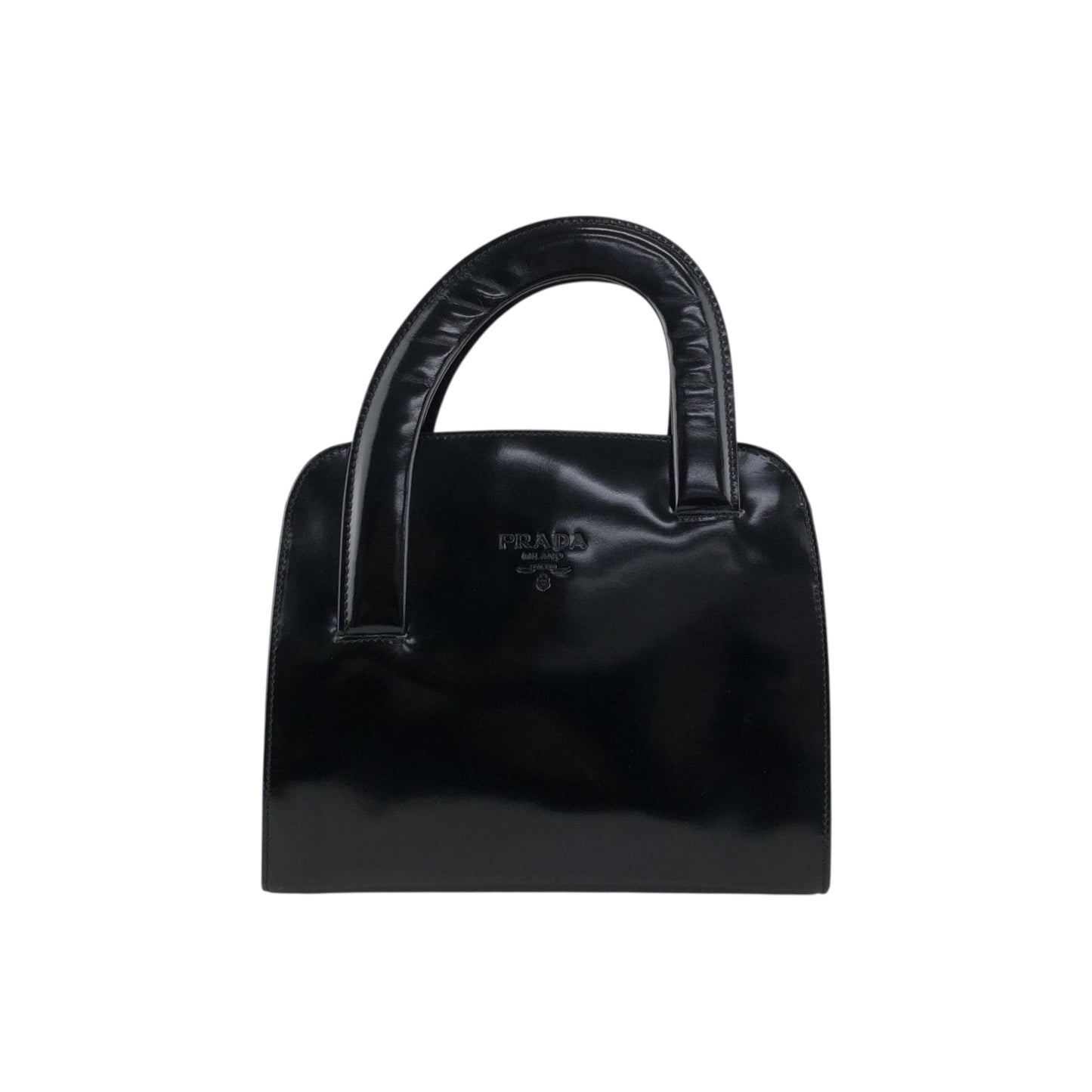 PRADA Logo Small Handbag Black Vintage snjxtd