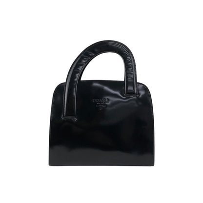 PRADA Logo Small Handbag Black Vintage snjxtd