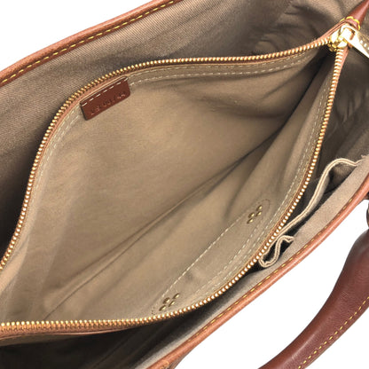 CELINE Macadam Canvas Leather Handbag Beige Vintage ybm6xd