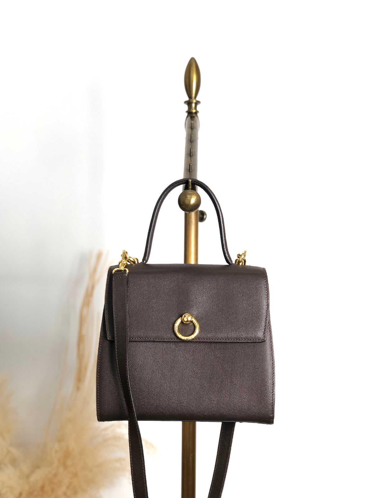 CELINE Gancini Two-way Handbag Shoulder bag Black Vintage hyifjs