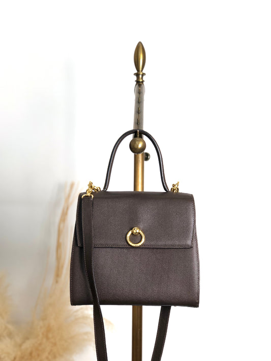 CELINE Gancini Two-way Handbag Shoulder bag Black Vintage hyifjs