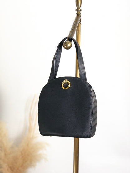 CELINE Gancini Handbag Black Vintage uzkh5c