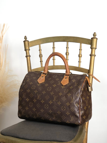 LOUIS VUITTON Monogram Small Boston bag Handbag Brown Vintage v6mtpu
