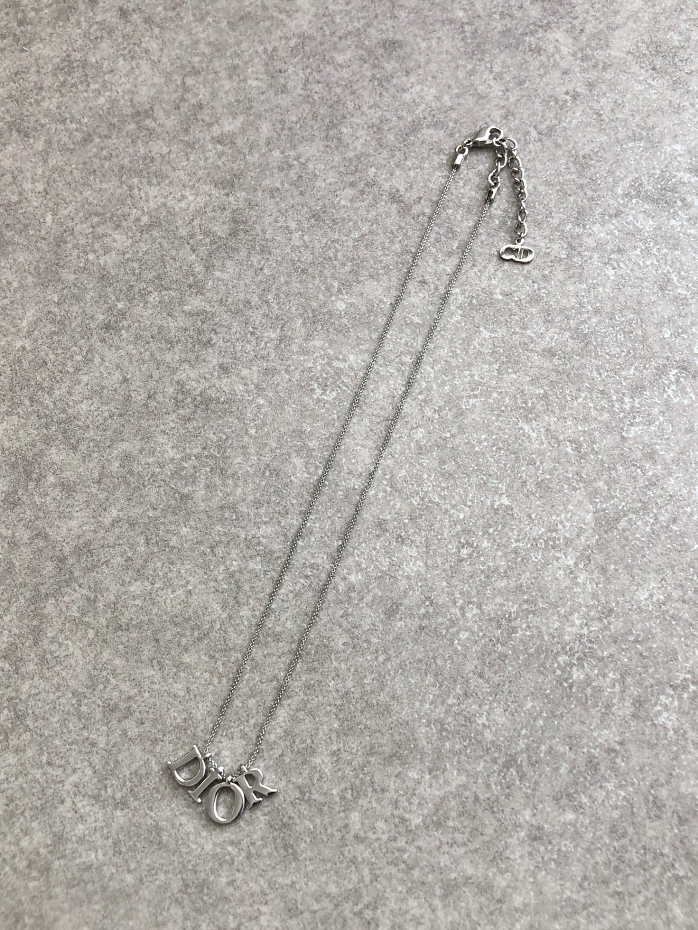 Christian Dior Logo Motif Necklace Silver Vintage mfvz83