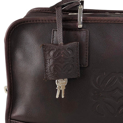LOEWE Amazona Anagram Small Boston bag Handbag Brown Vintage mc3mx6