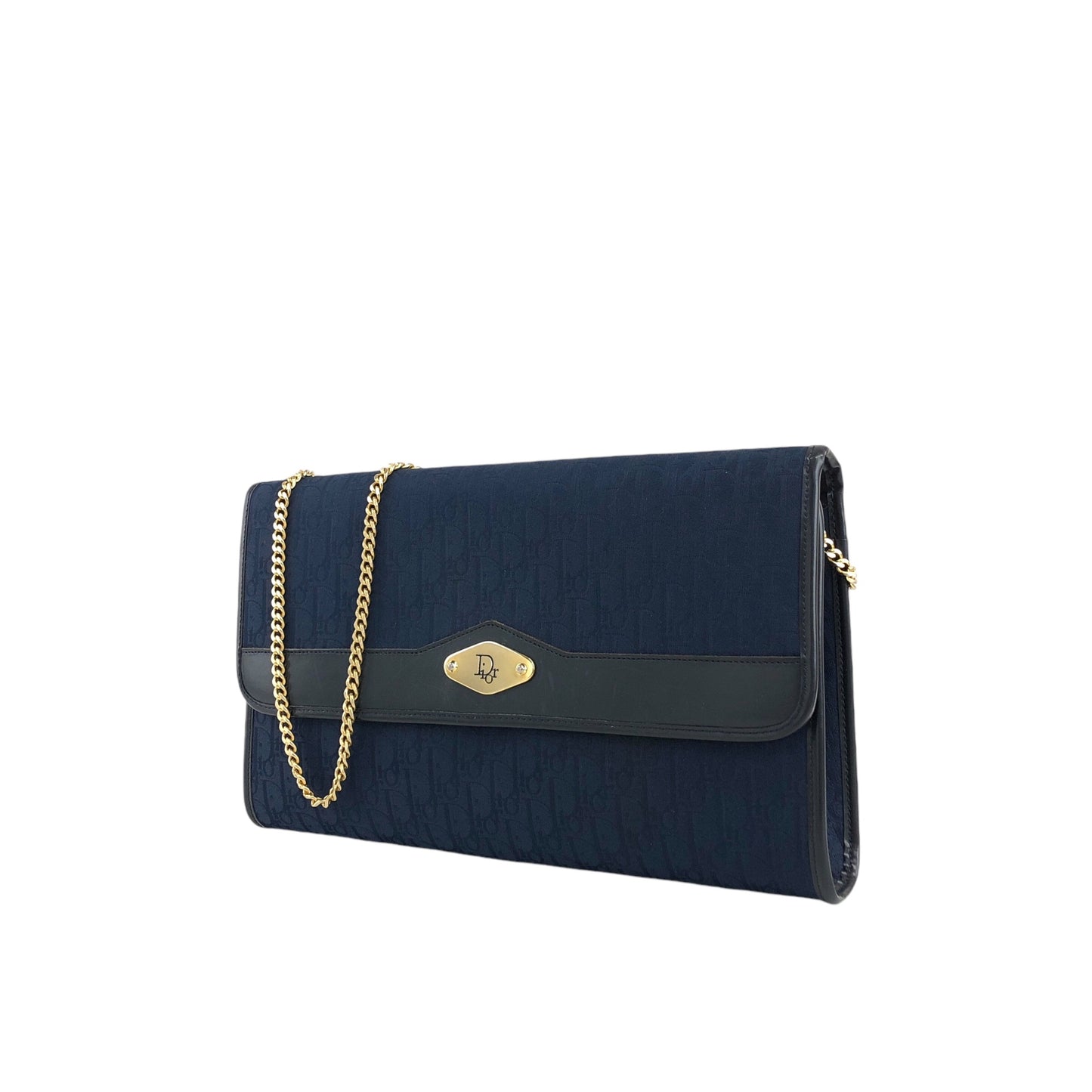 Christian Dior Trotter Chain Shoulder bag Navy Vintage bsad3g