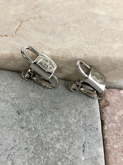 Christian Dior Logo Earrings Silver Vintage sdenbn