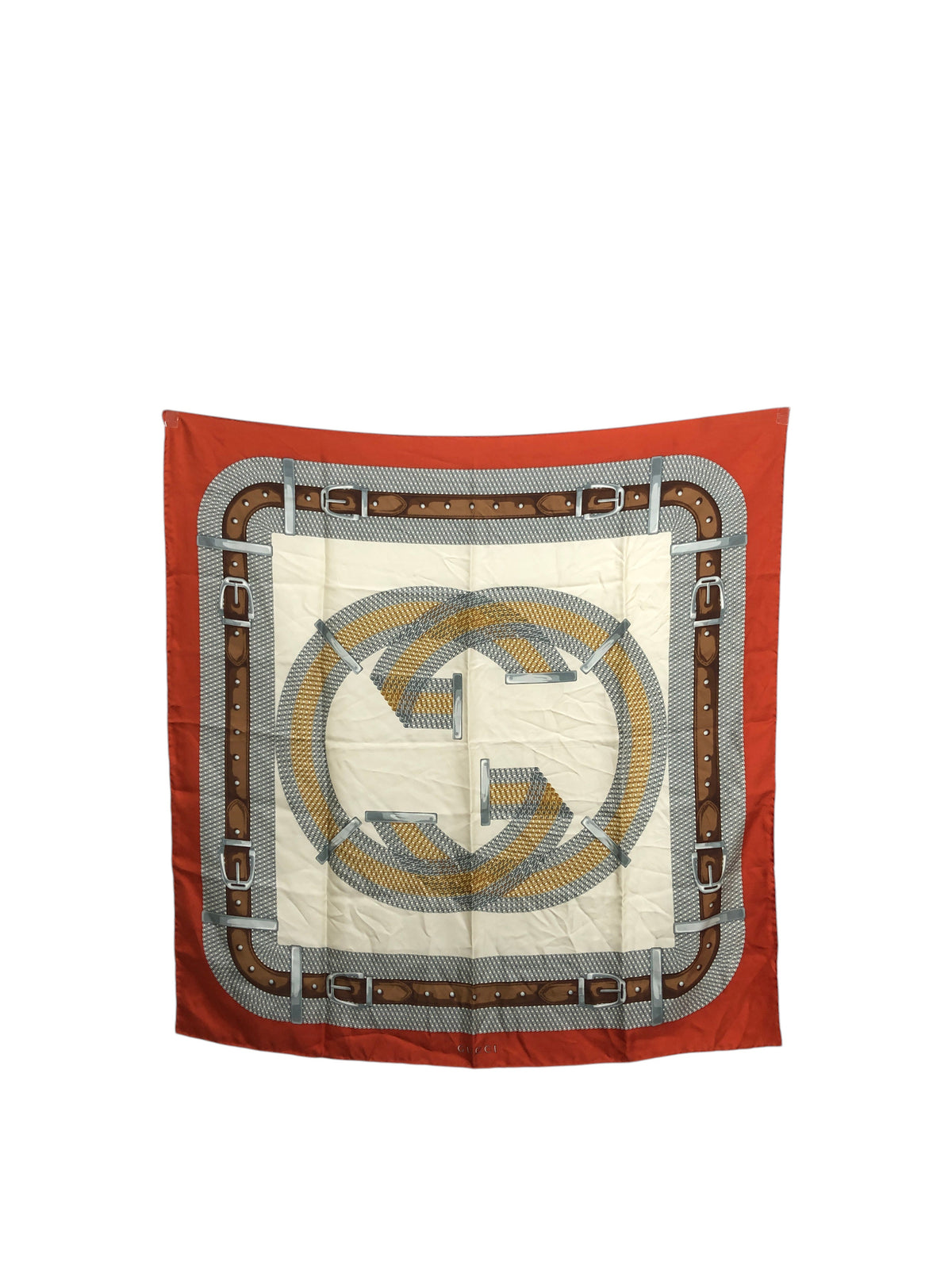GUCCI Logo Scarf Beige Vintage 7sbgn3