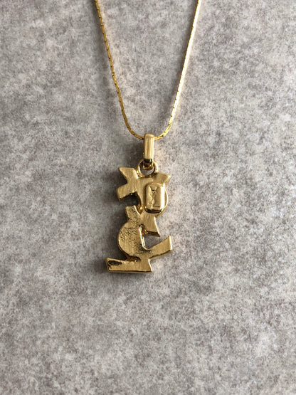 Yves Saint Laurent YSL Logo Rhinestone Necklace Gold Vintage mgyvm5