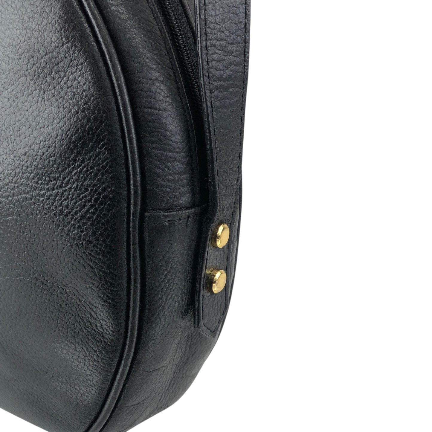 Yves Saint Laurent YSL Logo Stitch Shoulder bag Black Vintage n8ts56