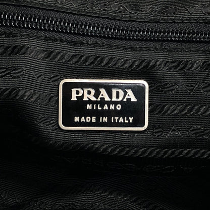 PRADA Triangle Logo Front Belt Double Pocket Backpack Black Vintage 7wppf4
