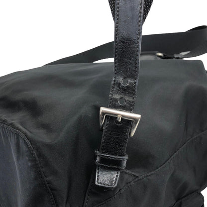 PRADA Triangle Logo Double Pocket Nylon Backpack Black Vintage b8jckr