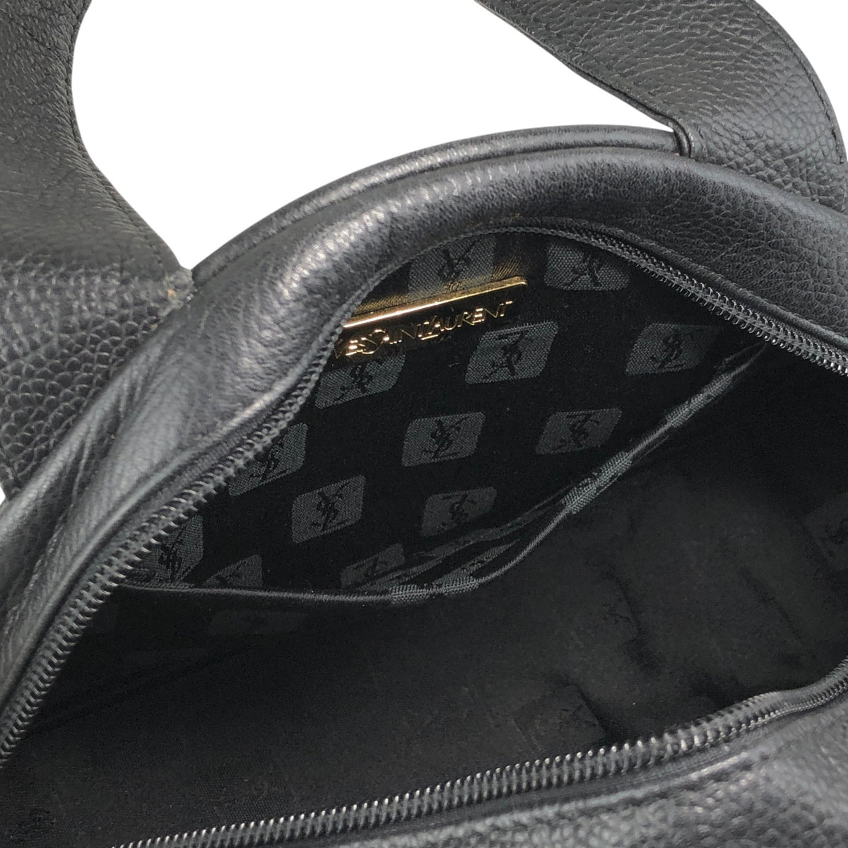 Yves Saint Laurent YSL Logo Handbag Black Vintage ygtkm5
