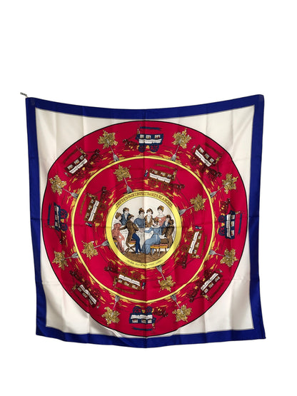 HERMES Silk Scarf Red×Blue Vintage xxzprf