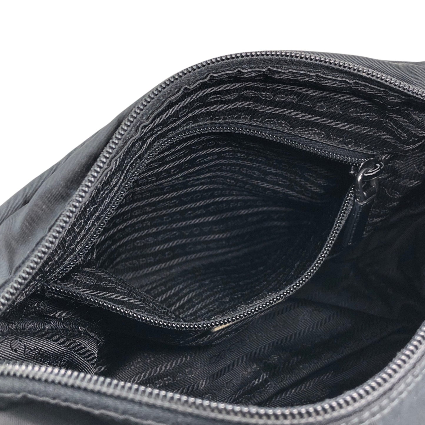 PRADA Tessuto Triangle Logo Side Pocket  Shoulder bag Black Vintage kedmv3