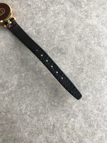 GUCCI Sherry Line Quartz Watch Gold×Red Vintage sujccz