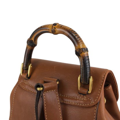 GUCCI Bamboo Front Pocket Backpack Brown Vintage jfzn8g
