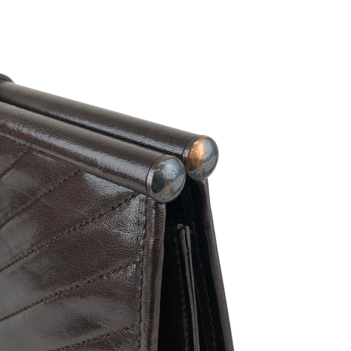 Yves Saint Laurent YSL Logo Bias Stitch Clutch bag Brown Vintage sj7x37