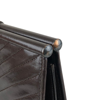 Yves Saint Laurent YSL Logo Bias Stitch Clutch bag Brown Vintage sj7x37