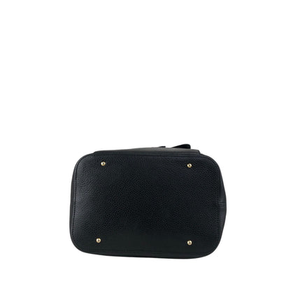 CELINE Gancini Front Pocket Drawstring Shoulder bag Black Vintage 3gt2jh
