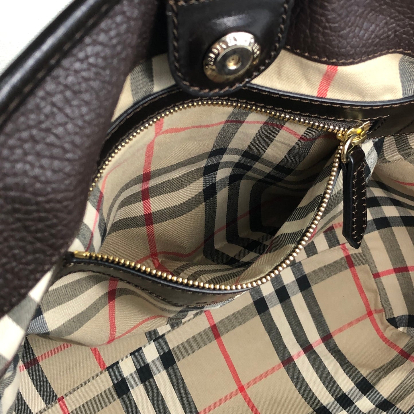 BURBERRY Logo Shoulder bag Hobobag Dark Brown Vintage czmhjj