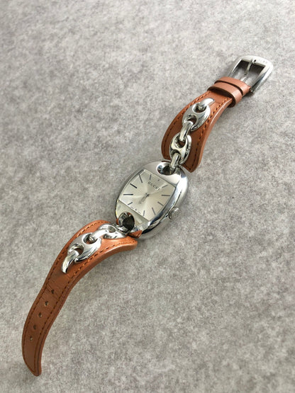 GUCCI Watch Silver×Brown YA121309 Vintage berjjr