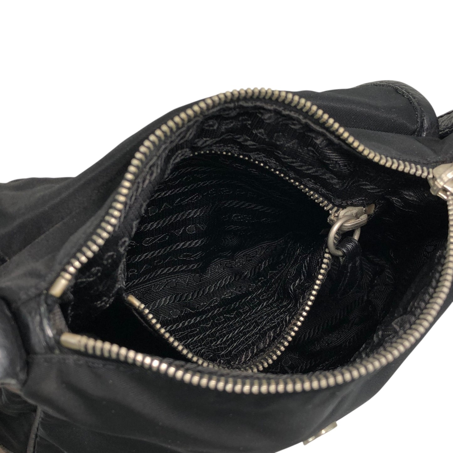 PRADA Triangle Logo Shoulder bag Hobobag Black Vintage ytkjet