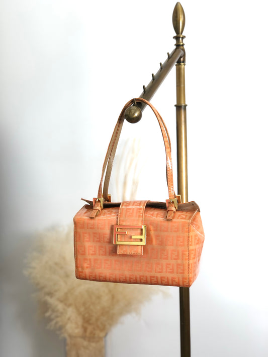 FENDI Zucchino Handbag Orange Vintage snr2vs